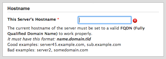 cPanel hostname/FQDN entry. cPanel hostname/FQDN entry.